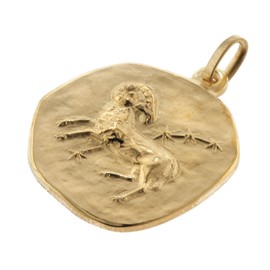 trendor Aries zodiac sign diameter 20 mm men's necklace gold on silver zodiac sign, timeless necklace for men, great gift idea, 39070-04