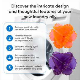 Laundry Balls for Washing Machine 6 Pcs - Plastic Agitator Balls for Washing Machine - Tangle Free Washer Balls for Cleaning Better - Colorful Reusable Laundry Scrubbing Balls