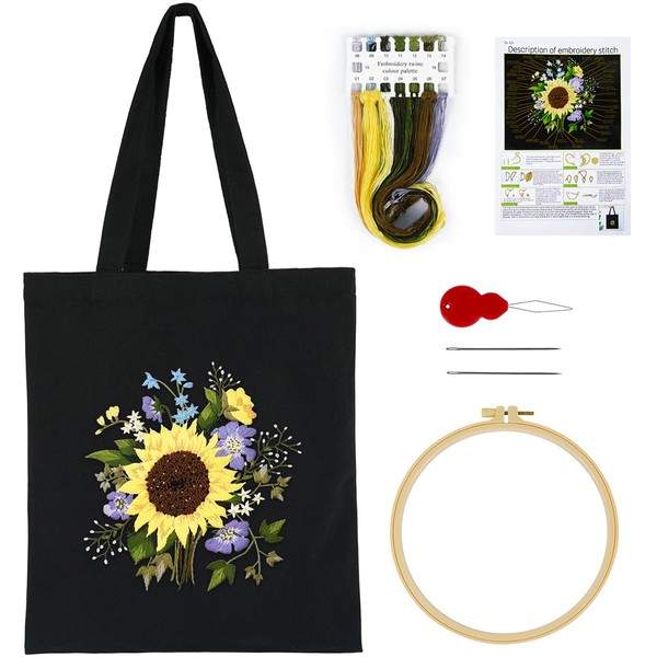 Embroidery Tote Bag Kits, Canvas Tote Bag Embroidery Kit with