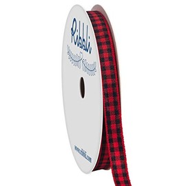 Ribbli Red and Black Gingham Ribbon,100% Polyester Woven Edge,1/4 Inch x 10 Yard,Plaid Ribbon,Use for Gift Wrapping,Party Decoration