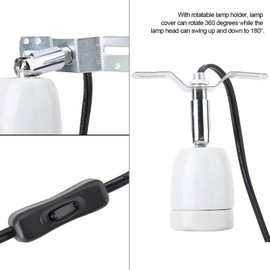 Ejoyous Terrarium Heat Lamp Socket, Turtle Heat Spot Lamp, Ceramic Socket, E27 Rotating Heating Lamp Base with Cable, Heating Lamp Holder for Turtles, Reptiles, Aquarium