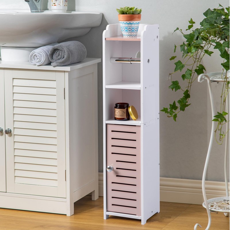AOJEZOR Toilet Paper Holder Stand: Small Bathroom Storage Cabinet -