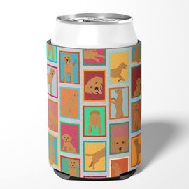 Caroline's Treasures MLM1095CC Lots of Red Fox Labrador Retriever Can or Bottle Hugger Cooler Washable Drink Sleeve Collapsible Beverage Insulated Holder, Can Hugger, Multicolor