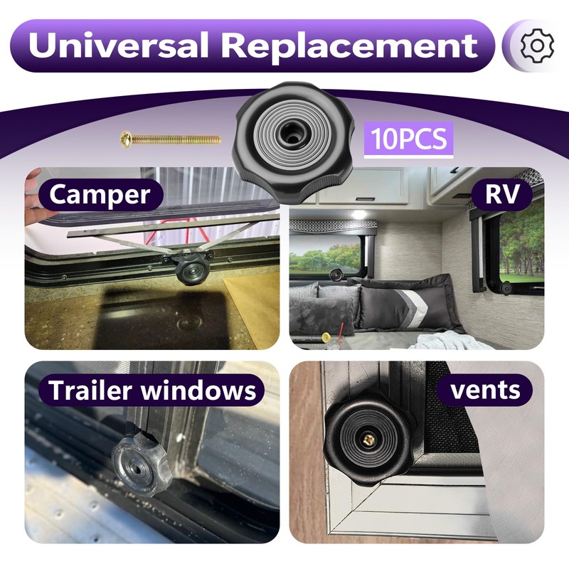 chaseroad 10 PCS RV Window Vent Knob 1" Shaft, Premium