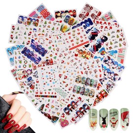 48 Sheets Christmas & New Year Theme Nail Art Stickers,MWOOT Nail Water Transfer Sticker Home Manicure Decals with Santa Claus Reindeer Xmas Tree Snowman for DIY Nail Decoration Tip Stickers