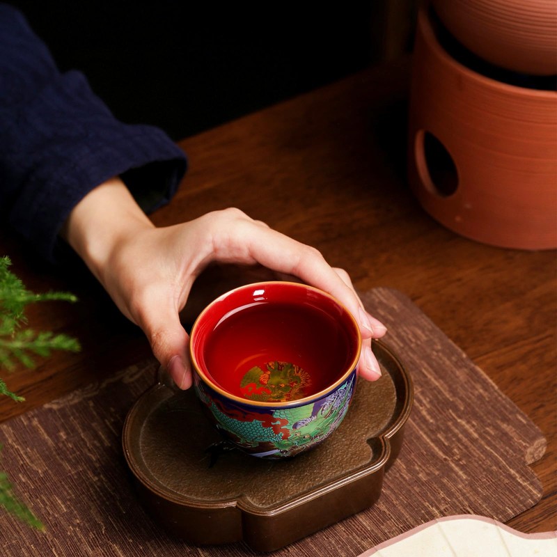 CmengAo Chinese Dragon Pattern Tea Cups Set of 2, Royal