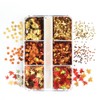 6 Grid Maple Leaf Glitter Nail Charms Autumn Maple Leaves