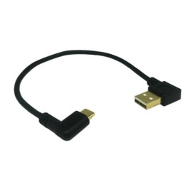 CERRXIAN 9 inch Gold Plated USB Left & Right Angle 3.0 Type C Male to Left Angle USB Type A 2.0 Male Fast Charge and Data Sync Cable L