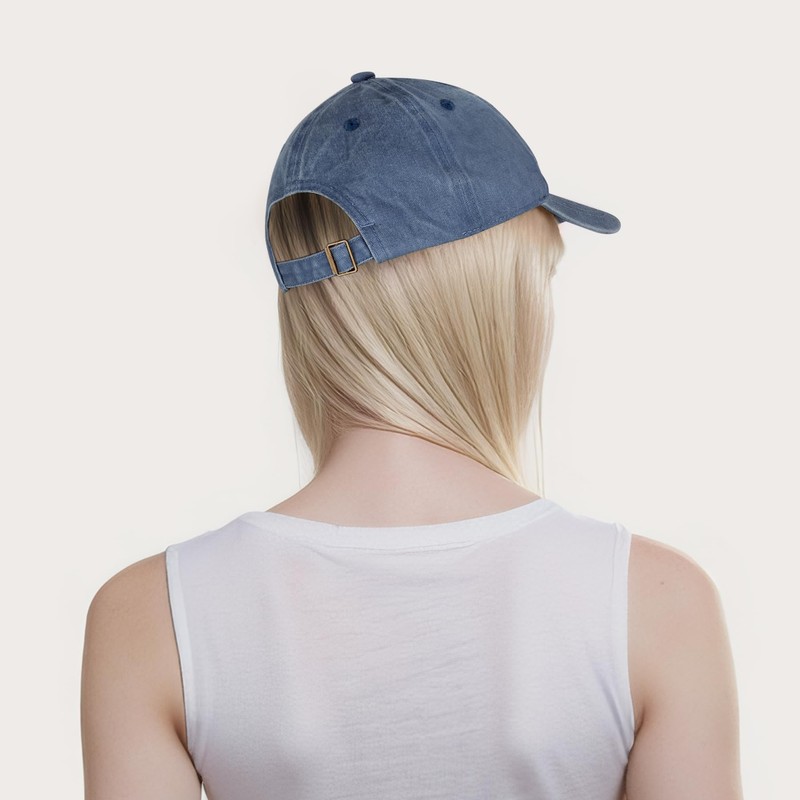 Womens Baseball Cap Vintage Washed Cotton Love Heart Embroidered Adjustable