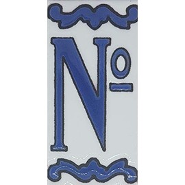 House Numbers Ceramic Tiles, Letters & Frames, Spanish Blue Design, Tile Size: 10cmH x 5cmW, Number Frame Size: 2 to 13 Tile (No Sign)