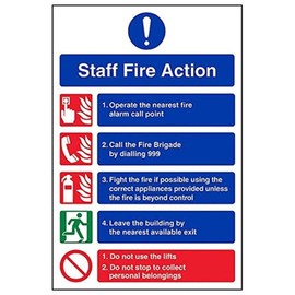 V Safety Fire Action - Staff Fire Action 999-150 X 200mm