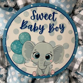 Sweet Baby Boy Handmade Deco Mesh Wreath