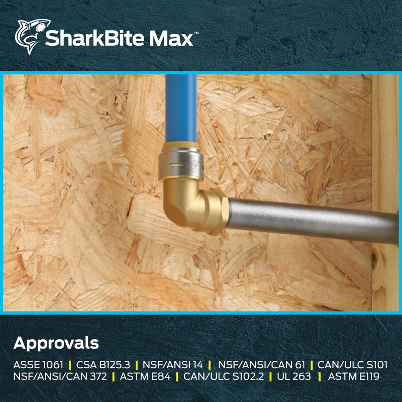 SharkBite Max 90 Degree Female Adapter Elbow, 3/4 Inch Push-to-Connect
