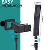Bathroom Square Matte Black Solid Brass Hand Held Shower Head