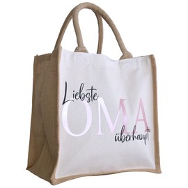 Jute Shopper "Liebste OMA überhaupt" | Oma Geschenk | Einkaufstasche aus Jute | Shoppingtasche Jutebeutel | Geschenkidee Lieblingsoma Muttertag | Muttertagsgeschenk | Geburtstagsgeschenk