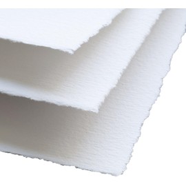 300 GSM / 25 Sheets - Handmade Deckle Edge Blank Drawing Watercolor Paper - Mixed Media Loose Leaf Paper - Cotton Rag Handmade Paper for Invitations/Crafts/Artists (6 inches X 4 inches, Off White)
