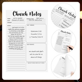Church Notes Notebook 5.5 x 8.5 Inch Tear Away Sermon Note Journal Christian Sticky Note Pads Self Adhesive Religious Sticky Notepads Church Note Taking Supplies (10 Pcs)