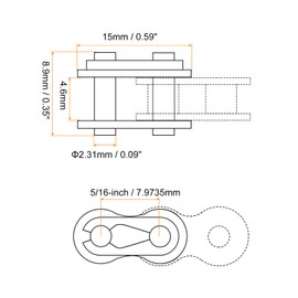sourcing map 6Pcs Chain Master Connector Link Roller, 5/16" Pitch Carbon Steel, Standard Connecting Split Links for 05B Chain