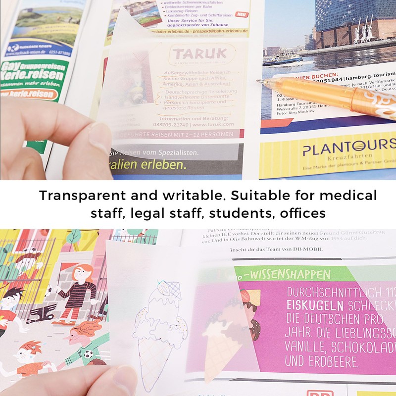 300 Transparent Sticky Notes, 75 x 75 mm, Waterproof &