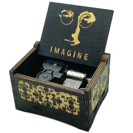 Imagine Music Box Imagine Music Box Wooden Engraved Gift Music Box with Hand Crank for Kids