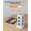 TESSAN Mehrfachsteckdose Überspannungsschutz 3600W 16A, 12 Fach Steckdosenleiste mit USB