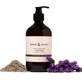 Crema Hidratante Corporal y de Manos con Lavanda 500 ml | Fórmula Vegana con Aceite de Coco, Jojoba y Manteca de Karité | Sin Sulfatos ni Parabenos | Hidratación Ligera, Aroma Relajante | NOOK & SCENT