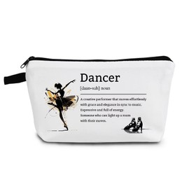 YULUENZE Inspirational Presents Dancer Definition Makeup Bag Positive Quote Toiletry Pouch with Zipper Birthday Graduation Present for Women Dancers Terpsichorean Friends Dance Lovers