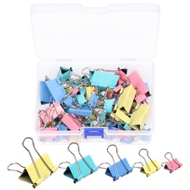 Hilitchi 100Pcs Colorful Binder Clips Paper Clamps Clips, Assorted Sizes Office Clips Paper Clips for Home School Office Supplies (15mm 19mm 25mm 32mm 41mm)