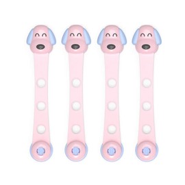 6 Stück Kindersicherung Schrank, Weiß Kindersicherung Schubladen für Babys und Kleinkinder, Schubladensicherung für Möbel, Küche, Schranksicherung Baby Mit Kleber, kein Bohren (Welpenform Rosa)