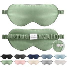SILKTALE Silk Sleep Mask for Men and Women, 19 Momme 100% Mulberry Silk Eye Mask for Side Sleepers, Breathable Silk Sleeping Mask, Comfortable with Adjustable Elastic Band for Airplane, Sage Green