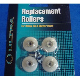 Ultra LOT OF FOUR 7/8" NYLON CONVEX ROUND SHOWER DOOR ROLLERS WITH SCREWS OVAL