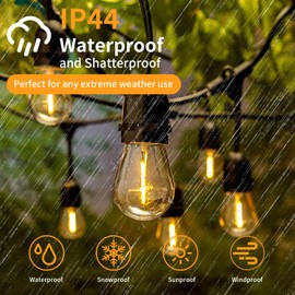 Sdduenled 24Pack S14 Shatterproof LED Bulbs, E26 Screw Base Replacement for Outdoor String Lights - 1W Dimmable (Equal to 11W) 2700K Warm White, Weatherproof Patio Decor 120V