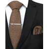 JEMYGINS Cashmere Wool Tie and Pocket Square Tie Clip Sets