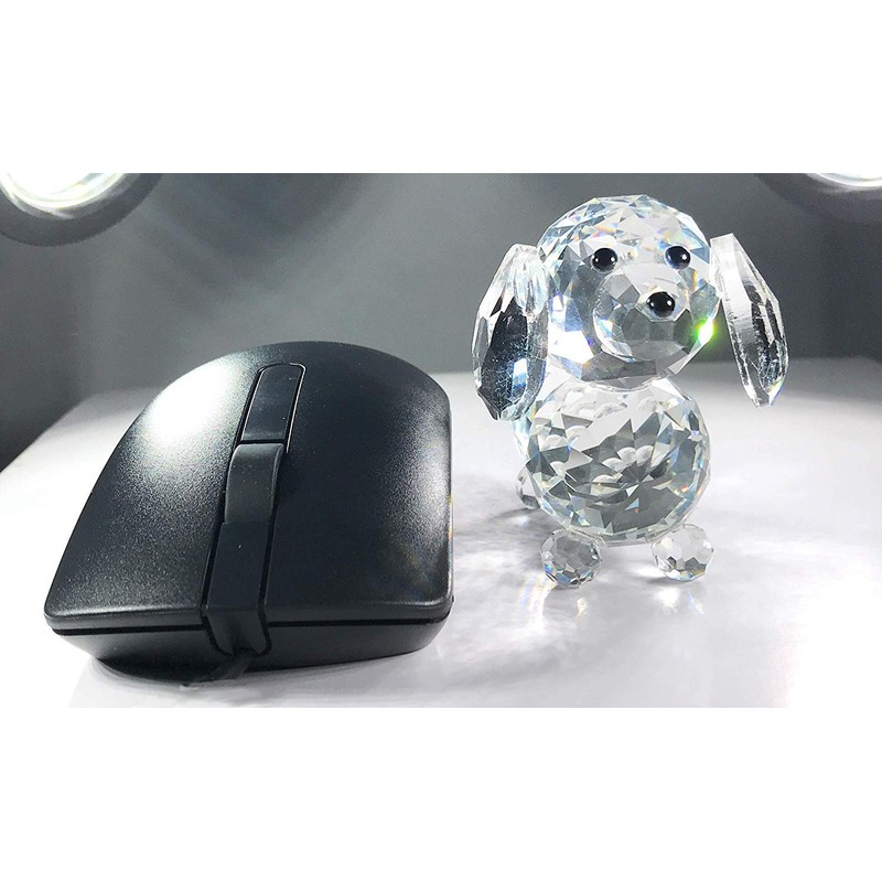 Amlong Crystal Figurine Crystal Dog Cut Glass Collectible, Black Nose