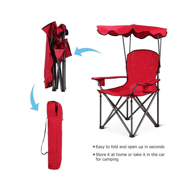 Portable Folding Beach Canopy Chair with Cup Holders for Beach