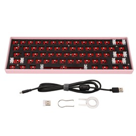 61 Keys Mechanical Keyboard DIY Kit Support Wireless 2.4G BT 3.0 5.0 Type C Wired Modular Mechanical Gaming Keyboard with RGB Pink