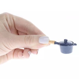 Factory Direct Craft Miniature Blue Speckled Enamelware Sauce Pan | Set of