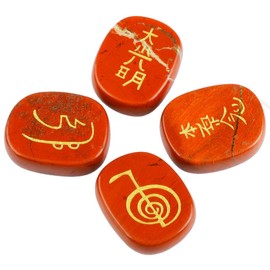 mookaitedecor Chakra Stones Set Engraved Polished Reiki Chakras Healing Stones Palm Stones for Reiki Balancing