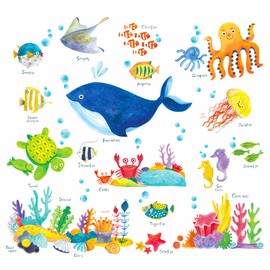 DECOWALL DS4-8027 Under The Sea Kids Wall Stickers Wall Decals Peel and Stick Removable Wall Stickers for Kids Nursery Bedroom Living Room (Small)