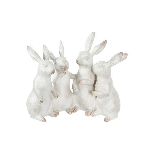 Creative Co-op EC0147 Whitewashed Polyresin Bunny Rabbit Quartet Figures and