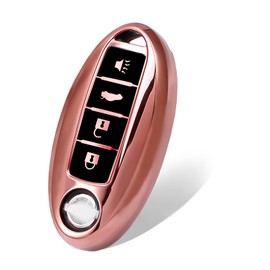 WORCAS Smart Key Fob Cover Soft TPU Key Case Keyless Compatible with 4 Button Nissan Altima Maxima Armada Murano Rogue Versa Pathfinder Leaf Sentra GT-R Infiniti EX FX X G JX M Q QX Series (Pink)
