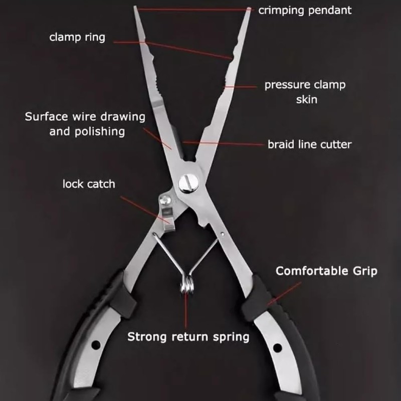 Fishing Tool Multi-Functional Pliers – Large 21.5cm Unhooks, Cuts &