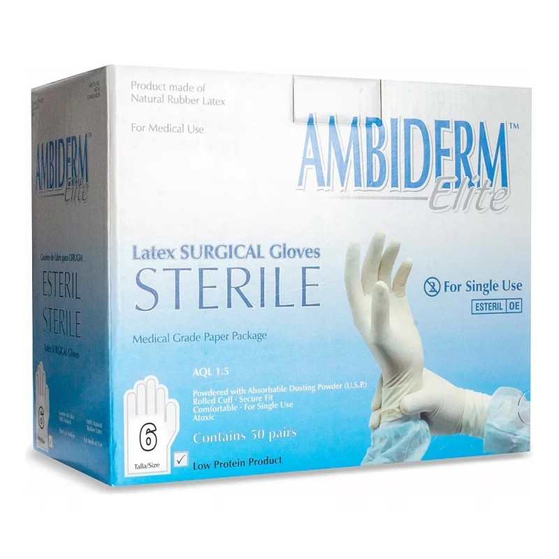 Ambiderm Guante Ambiderm Elite Talla 6 C/50 Pares Color Blanco