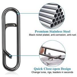 OROOTL Fishing Clip Power Clips, 100pcs Stainless Steel Fishing Snap Clip High Strength Fishing Lure Quick Clips Connector Fishing Fast Snaps Speed Clips Tackle for Freshwater Saltwater Bass Pike