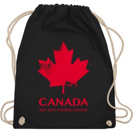 Vintage Gym Bag with Writing “Canada, Not Just Colder, Cooler” - Black -