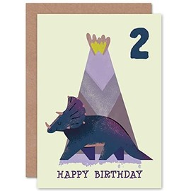 Wee Blue Coo Dinosaur Boys 2nd Birthday Card Triceratops