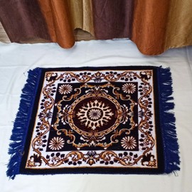 Pooja Aasan 20" inch in Stylish Velvet for puja and Yoga Meditation Prayer Mattress Mat 1 Pcs (20 X 20 inch) Multipurpose Puja Cloth/Pooja Aasan/Car Seat Cover/Sofa Set Mat/Home Decor Rug Carpet Blue