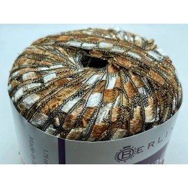 Berlini East Track II #125 Copper Brown White w/ Gold Glitz Ladder Yarn 50gr