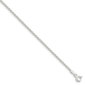 The Black Bow 1.5mm Sterling Silver Classic Solid Rope Chain Bracelet, 8 Inch