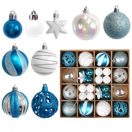 Juego de Adornos para árbol de Navidad, 42 Unidades Kit de Esferas Navideñas Decorativas Colgante para árboles de Navidad Adornos Surtidos para Pino Navideño Juego de Adornos de Esferas de Navidad Decoraciones Inastillables de Fiesta de Navidad, Bodas, F